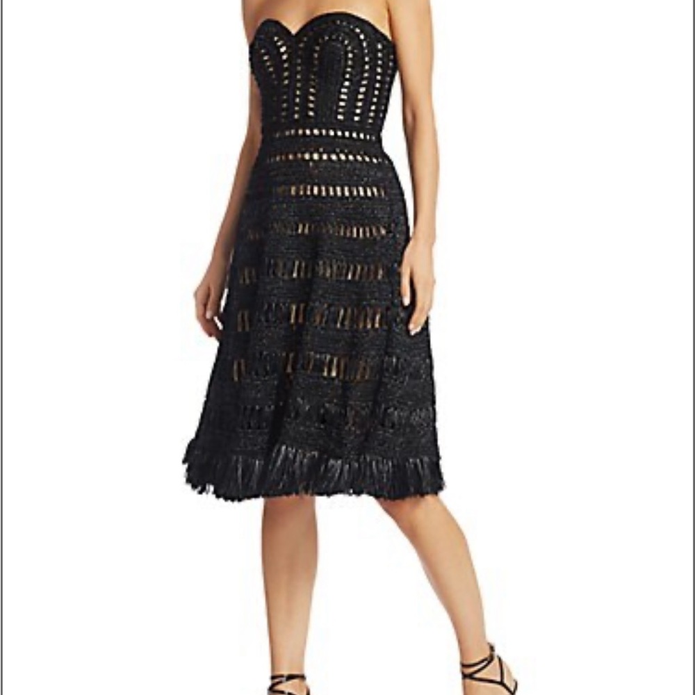 Oscar de la Renta Strapless Crochet Macrame Cocktail Dress - NWTags-size 6/8
